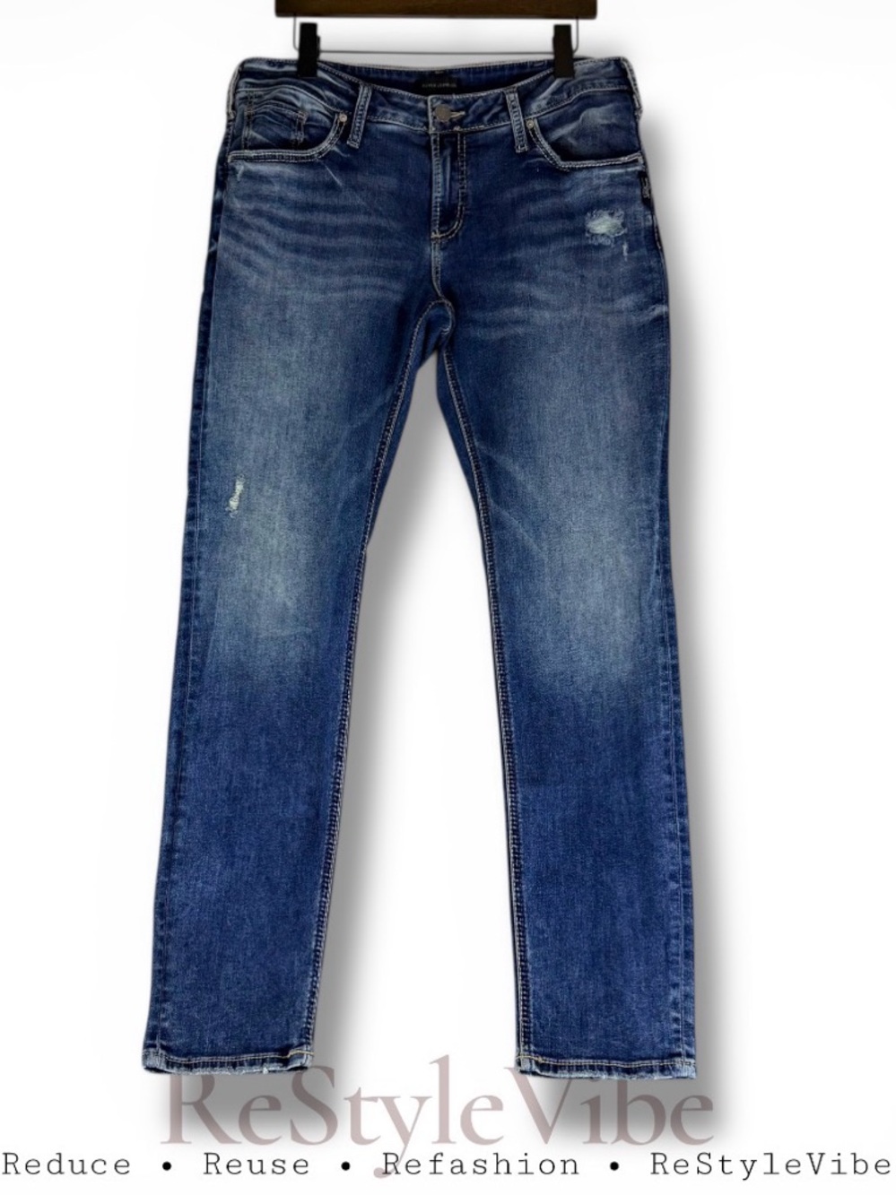 SILVER JEANS Women’s Size 32/L29 Denim Boyfriend Style Stretch Relaxed Mid Rise